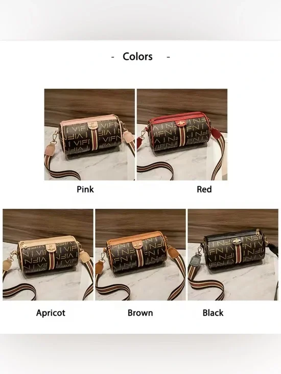 Monogram Barrel Crossbody Bag Letter Print Bee Gold Hardware 4 colors-NIP - Picture 3 of 16